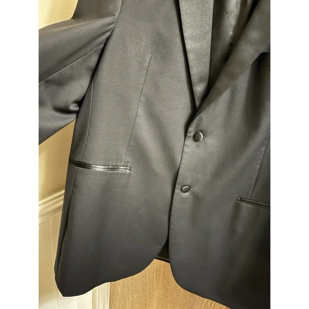 Giorgio Ghanni Charles Suit Blazer Men 48R Merino Wool Super 140s Italian Black
